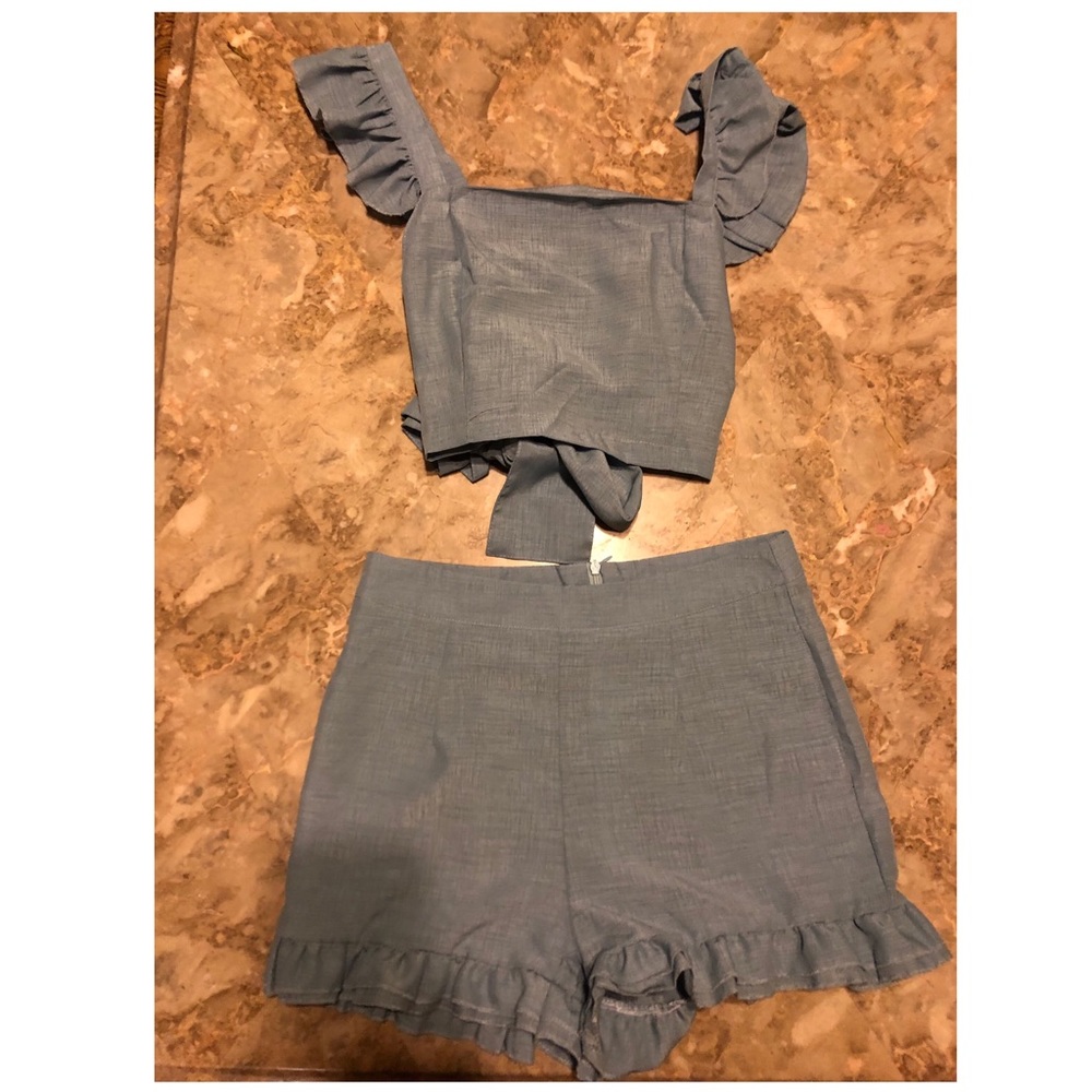 blue short set